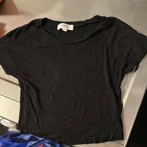Black Ribbed Women Top crop t-shirt size small